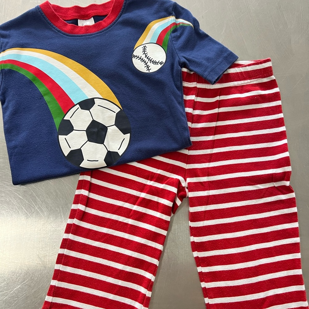 Boden Blue and Red Pajama Set with Sports Design